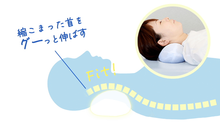 縮こまった首をグーっと伸ばすようにフィット